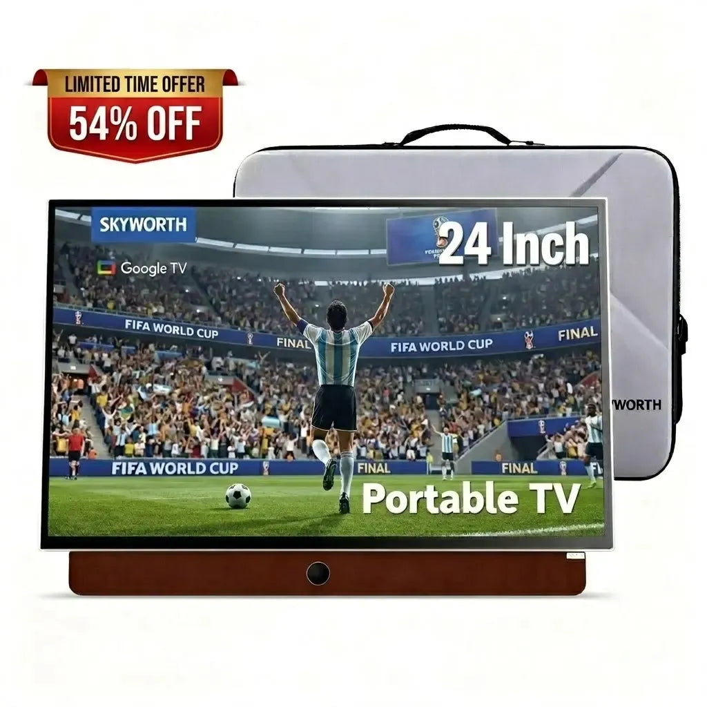 24-Inch Portable Smart TV with Built-In Battery & Carry Case – FHD Matte Display